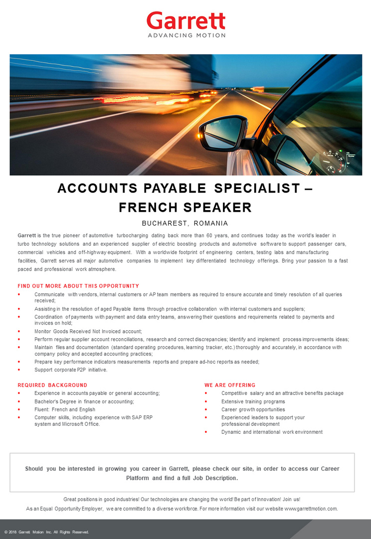 Accounts Payable Specialist - French Speaker