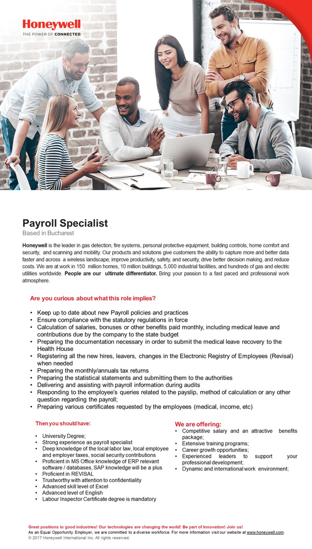 Payroll Specialist - 1 year contract