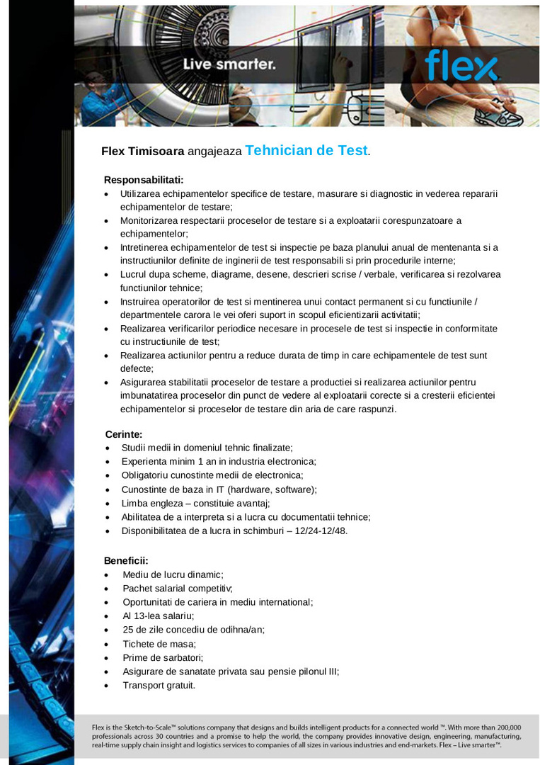 Anunt extern - Tehnician de Test
