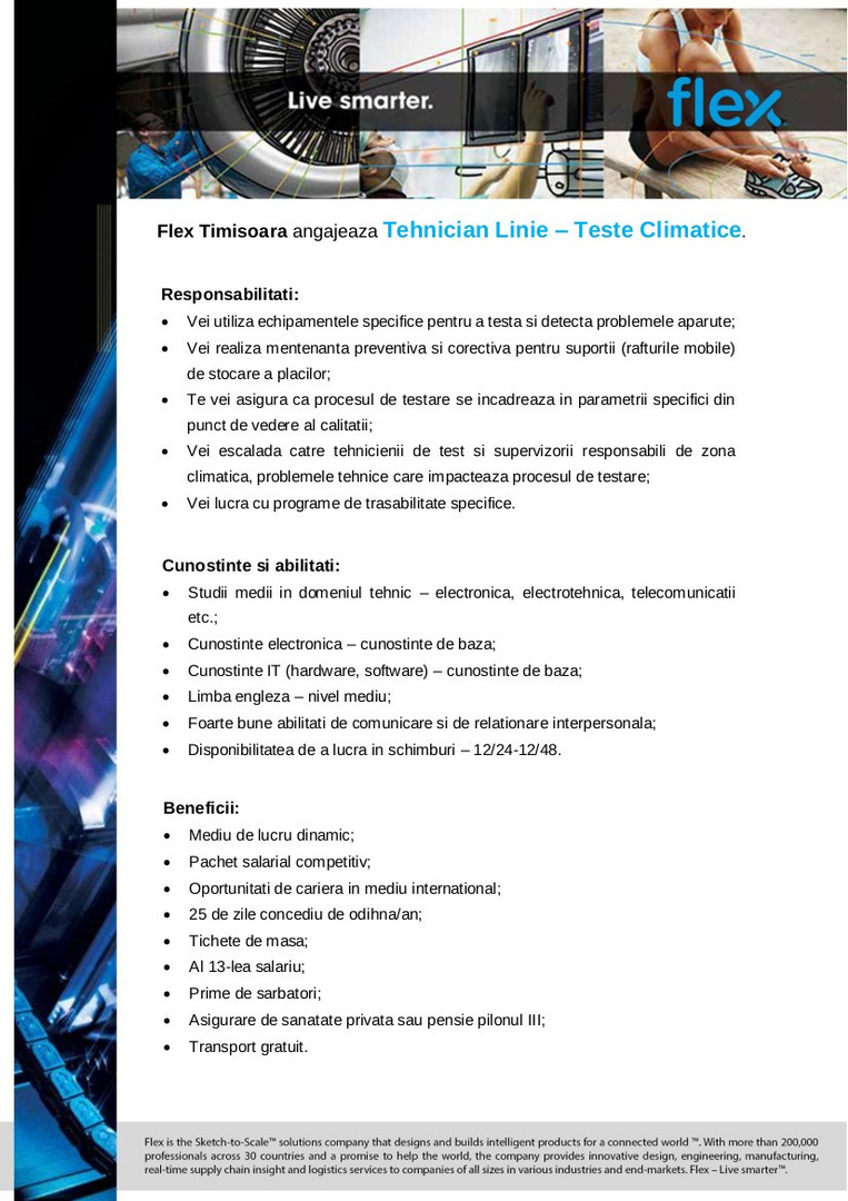 Anunt extern - Tehnician Linie - Teste Climatice