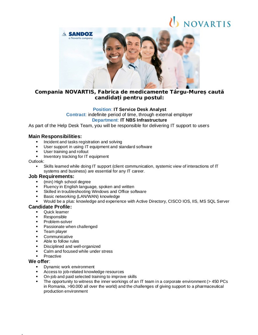 Anunt job IT Help Desk  Jan 2020