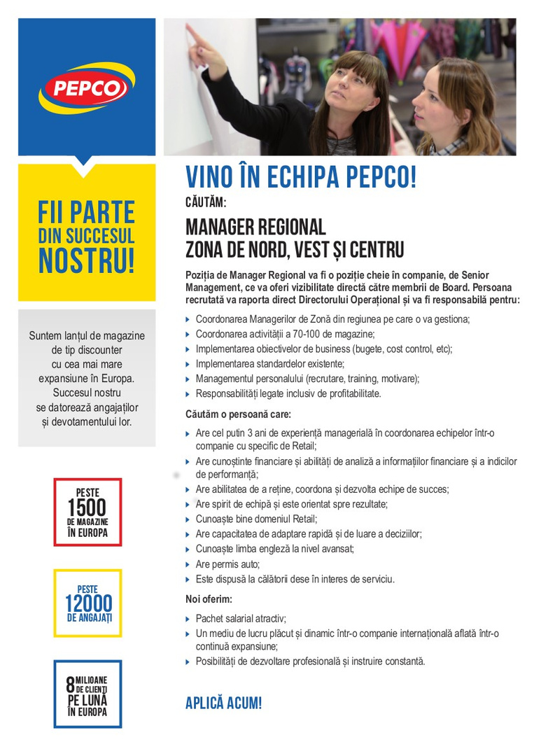 Manager Regional Zona de Nord, Vest si Centru