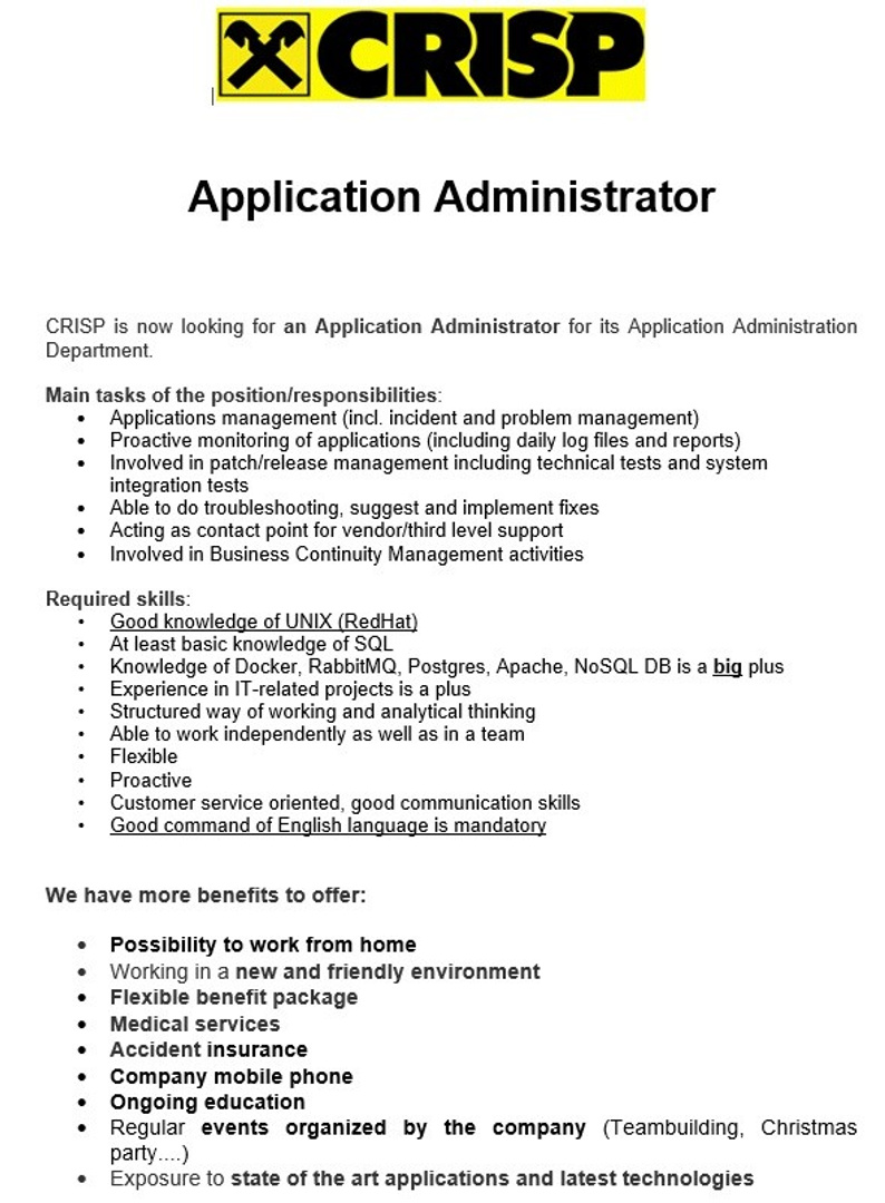 IT Officer - Application Administrator-ComplianceSupport_2020