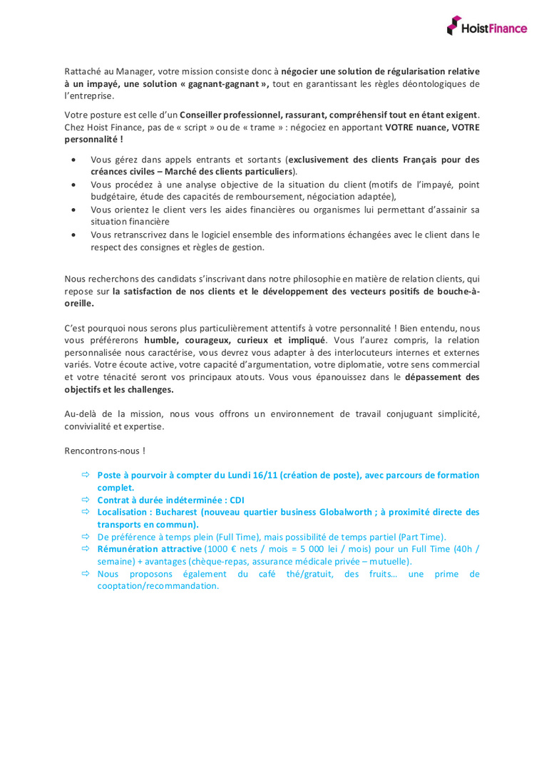 Annonce Conseiller Relation Clients - BUC2