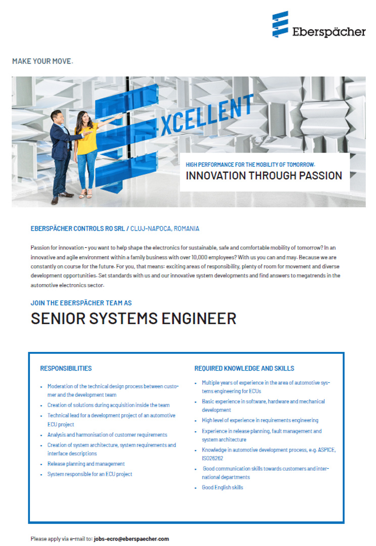 Senior Systems Engineer ClujNapoca Purem Oradea S.R.L. BestJobs.eu